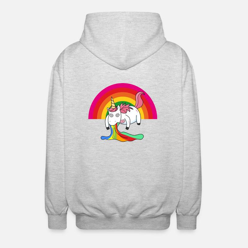 Kotzendes Einhorn Regenbogen - Unisex Kapuzenjacke - Hellgrau meliert