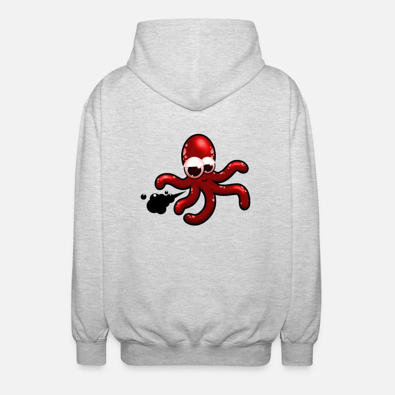 Squid comic red, gift idea - Unisex Hooded Jacket - light heather grey
