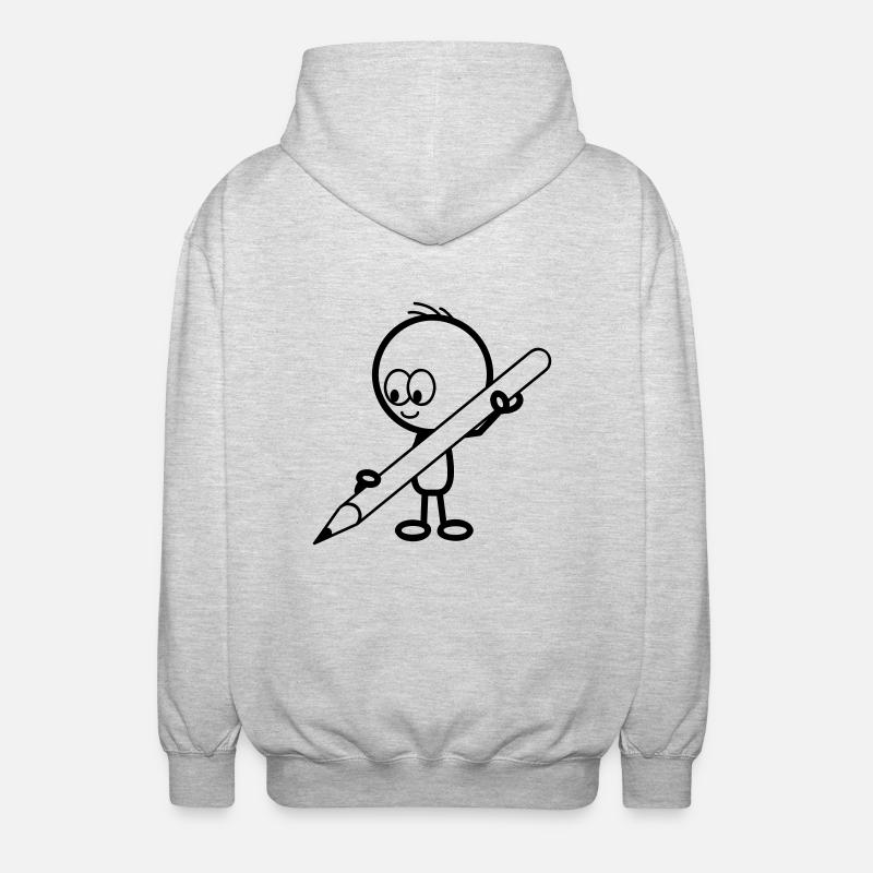 mann_mit_stift - Unisex Kapuzenjacke - Hellgrau meliert