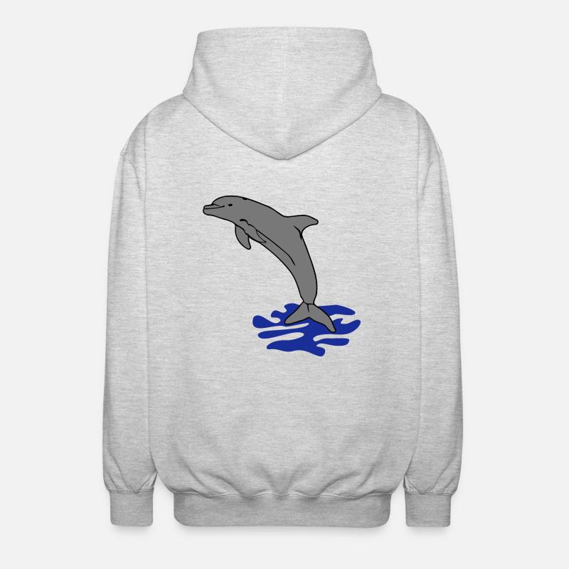 springender Delphin Delfin jumping dolphin - Unisex Kapuzenjacke - Hellgrau meliert