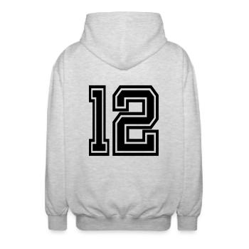 12 - Unisex Kapuzenjacke - Hellgrau meliert - Hinten - AI Model Male 185 light (185cm)