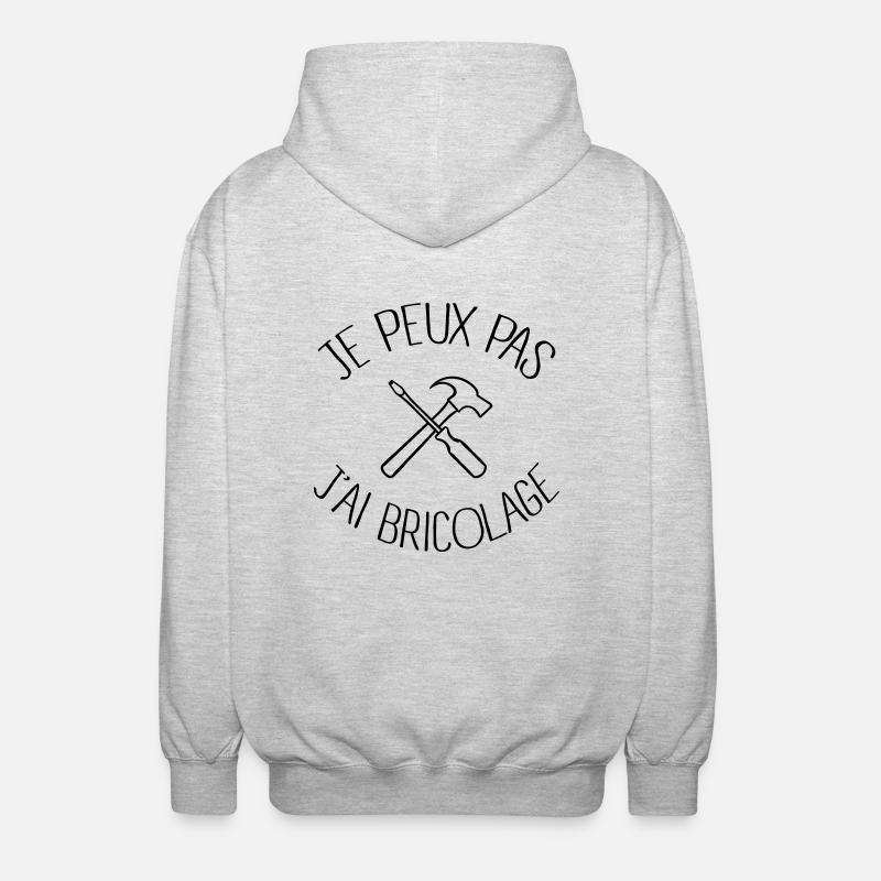 Je peux pas j'ai Bricolage - Veste à capuche unisexe - gris clair chiné
