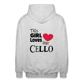 This Girl Loves Her Cello - Veste à capuche unisexe - gris clair chiné - Dos - AI Model Male 185 light (185cm)