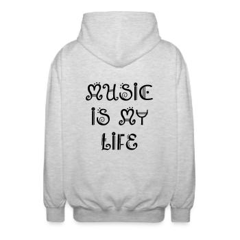 MUSIC - Unisex Hooded Jacket - light heather grey - Back - AI Model Male 185 light (185cm)