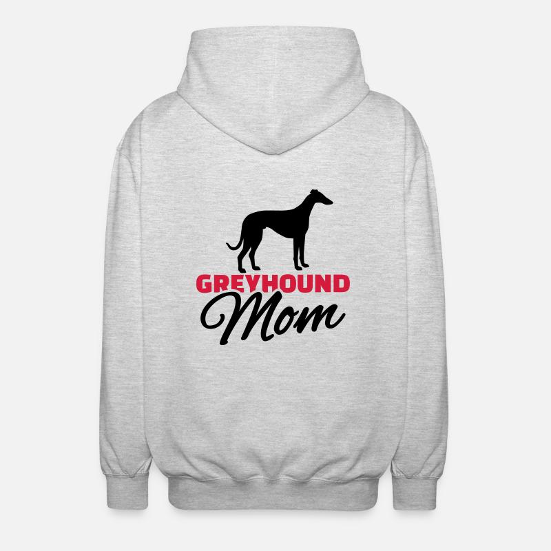 Greyhound Mom - Veste à capuche unisexe - gris clair chiné