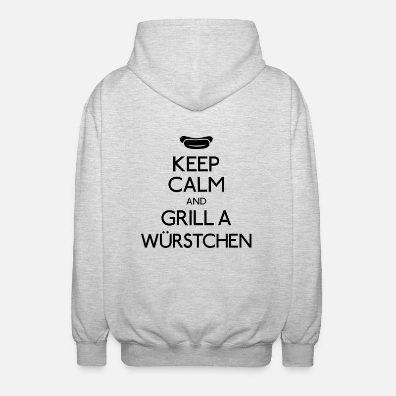 Keep Calm Bratwurst - Unisex Kapuzenjacke - Hellgrau meliert