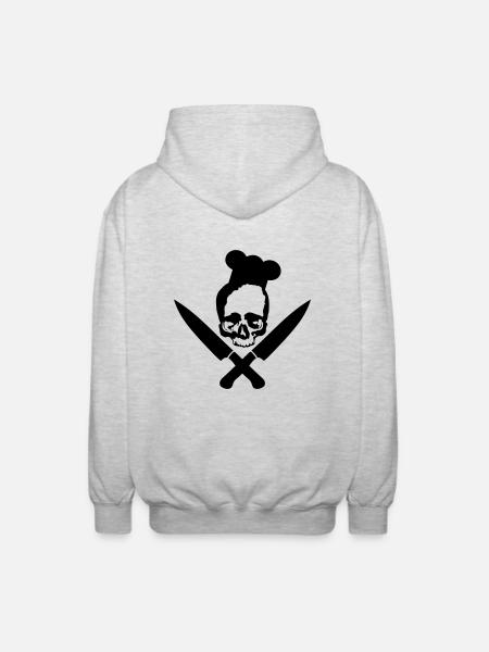 Koch / Totenkopf / Skull - Unisex Kapuzenjacke - Hellgrau meliert