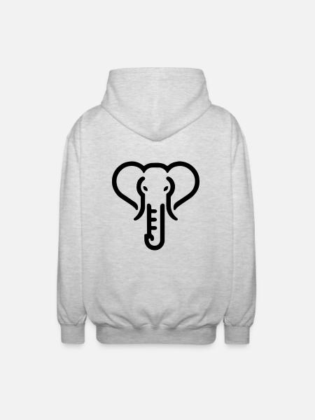 Elephant Illustration Gift Idea - Unisex Hooded Jacket - light heather grey