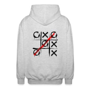 Tic Tac Toe - Graffiti-Stil - Unisex Kapuzenjacke - Hellgrau meliert - Hinten - AI Model Male 185 light (185cm)