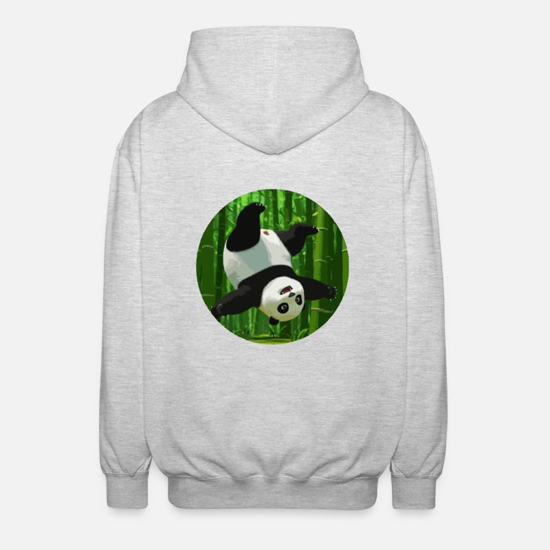 Panda faisant un saut périlleux - Veste à capuche unisexe - gris clair chiné