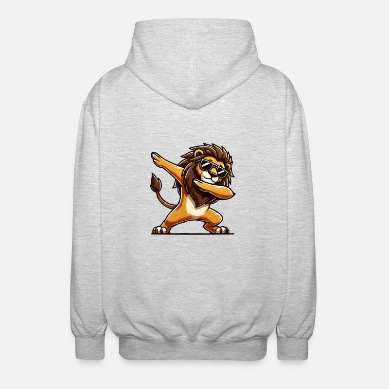 löwe comic dabbing - Unisex Kapuzenjacke - Hellgrau meliert