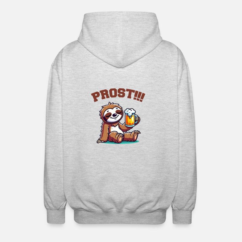 faultier bier comic - Unisex Kapuzenjacke - Hellgrau meliert