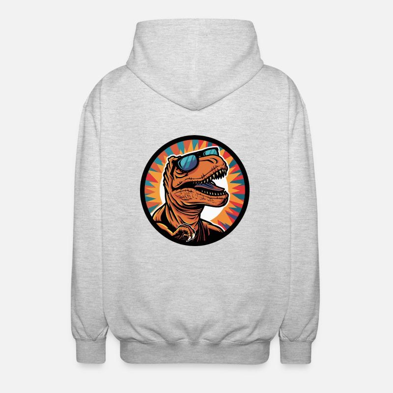 Dinosaur T-Rex Cool Comic - Unisex Hooded Jacket - light heather grey