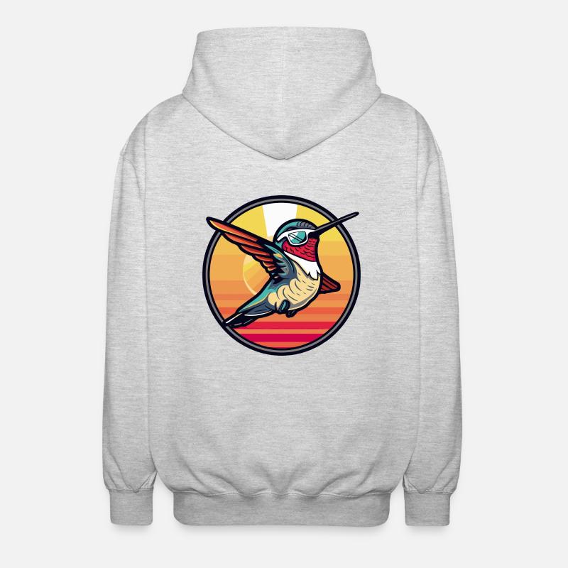 Colibri oiseau bande dessinée cool - Veste à capuche unisexe - gris clair chiné