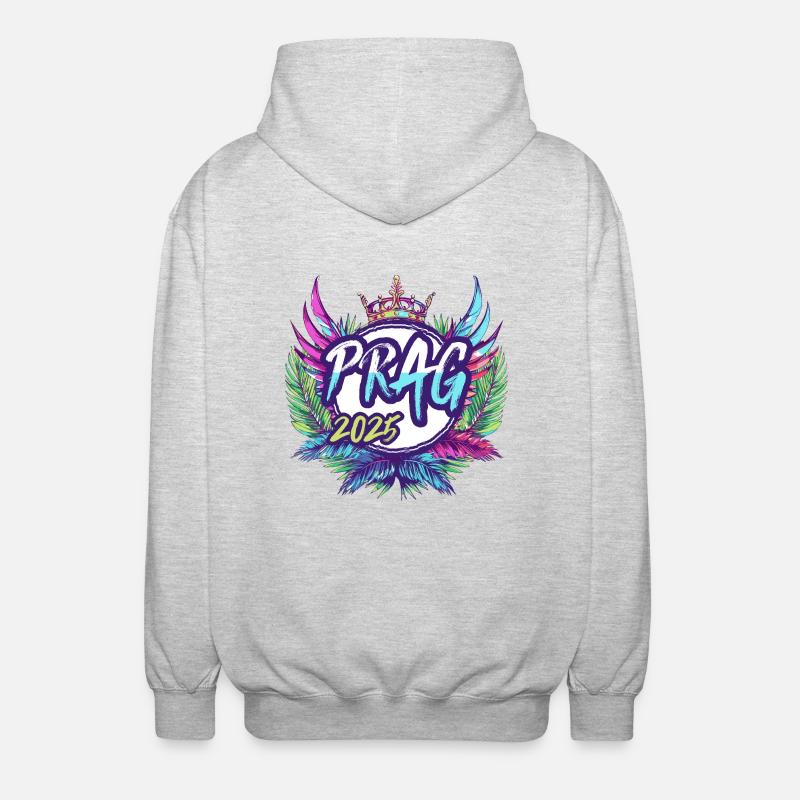 Prag 2025 Bunt - Unisex Kapuzenjacke - Hellgrau meliert