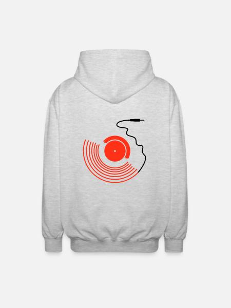 vinyl audio jack v1 (© alteerian) - Unisex Hooded Jacket - light heather grey