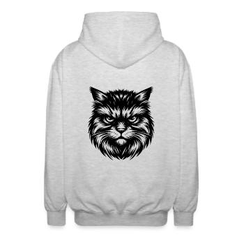 Portrait de chat mignon en noir et blanc - Veste à capuche unisexe - gris clair chiné - Dos - AI Model Male 185 light (185cm)