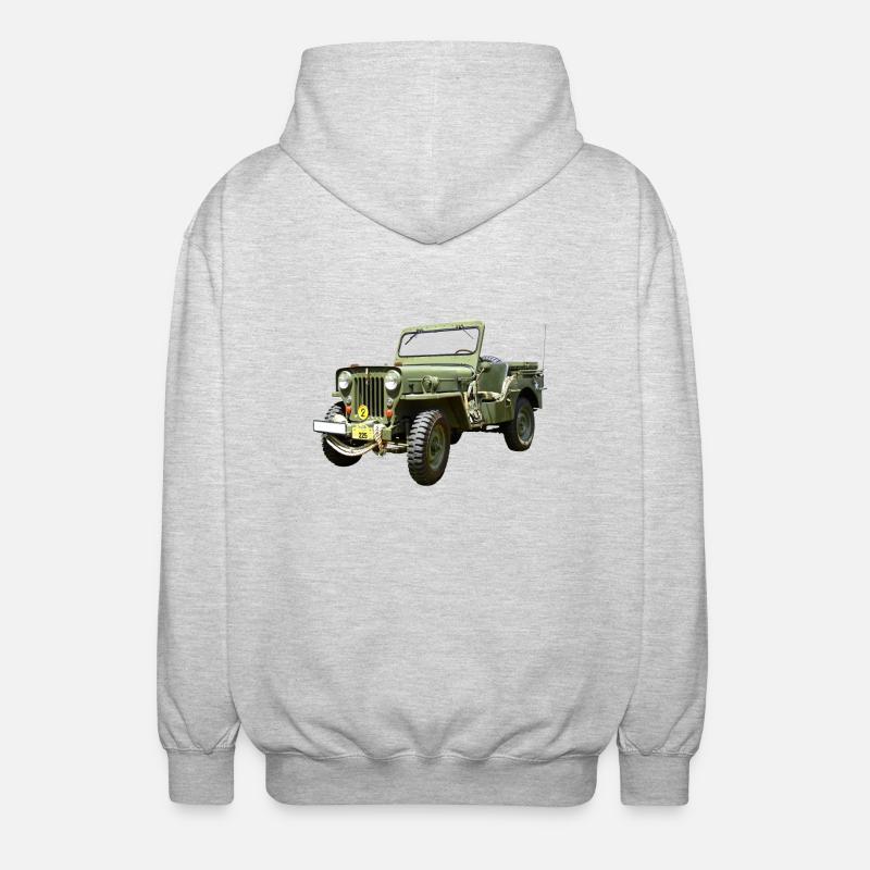 Willys Jeep Odtimer - Unisex Kapuzenjacke - Hellgrau meliert