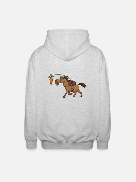 Heste gulrot gulerod ridning - Unisex hættejakke. - lysegrå meleret