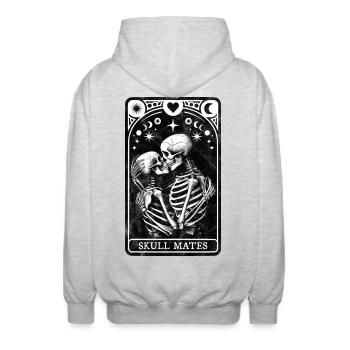 Skull Mates Tarot - Unisex Hooded Jacket - light heather grey - Back - AI Model Male 185 light (185cm)