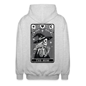 Tarot-Mama - Unisex Kapuzenjacke - Hellgrau meliert - Hinten - AI Model Male 185 light (185cm)