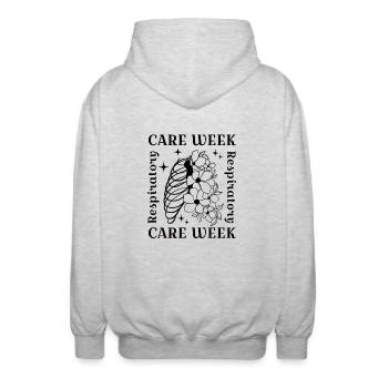 Respiratory Care Week - Respiratory Therapy - Unisex Hooded Jacket - light heather grey - Back - AI Model Male 185 light (185cm)