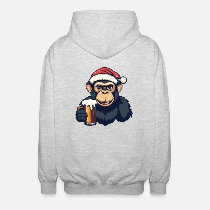 Bière de singe Noël - Veste à capuche unisexe - gris clair chiné