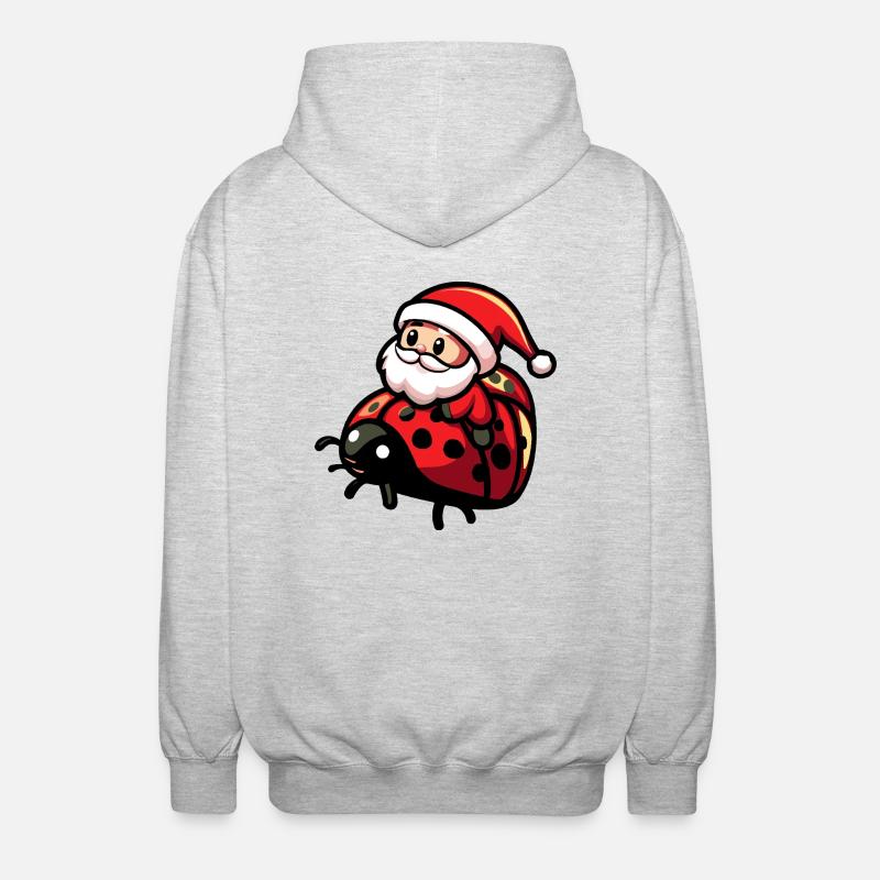 Marienkäfer Weihnachtsmann - Unisex Kapuzenjacke - Hellgrau meliert