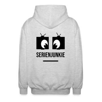 Series junkie with square eyes - Unisex Hooded Jacket - light heather grey - Back - AI Model Male 185 light (185cm)