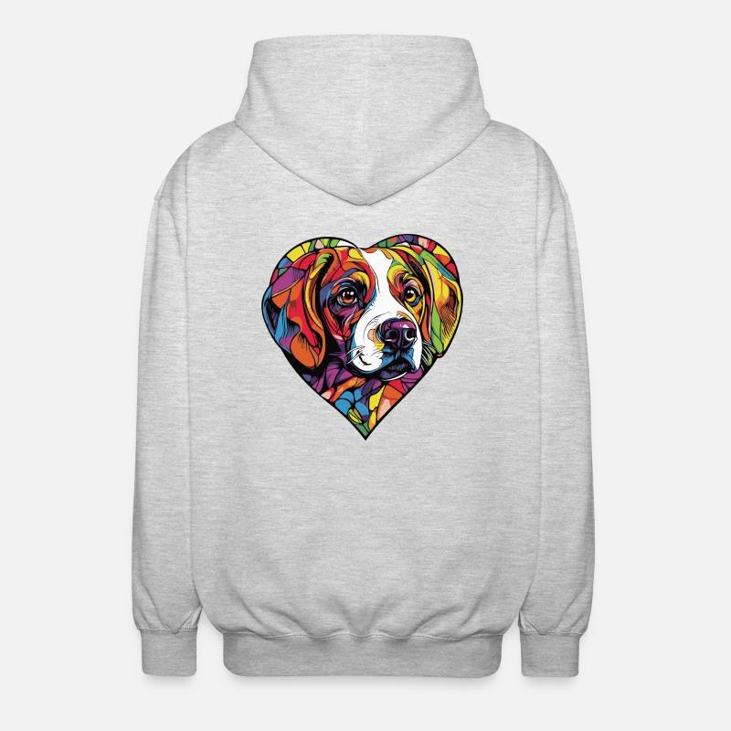 Beagle Chien Coeur Amour - Veste à capuche unisexe - gris clair chiné