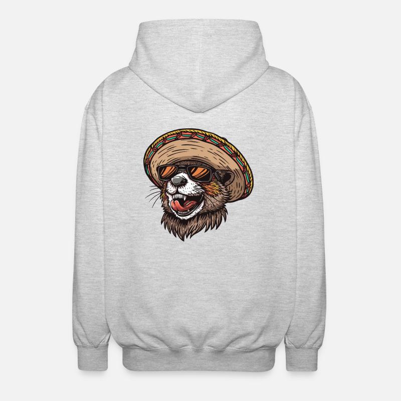 Beaver Comic Funny Sombrero - Unisex Hooded Jacket - light heather grey