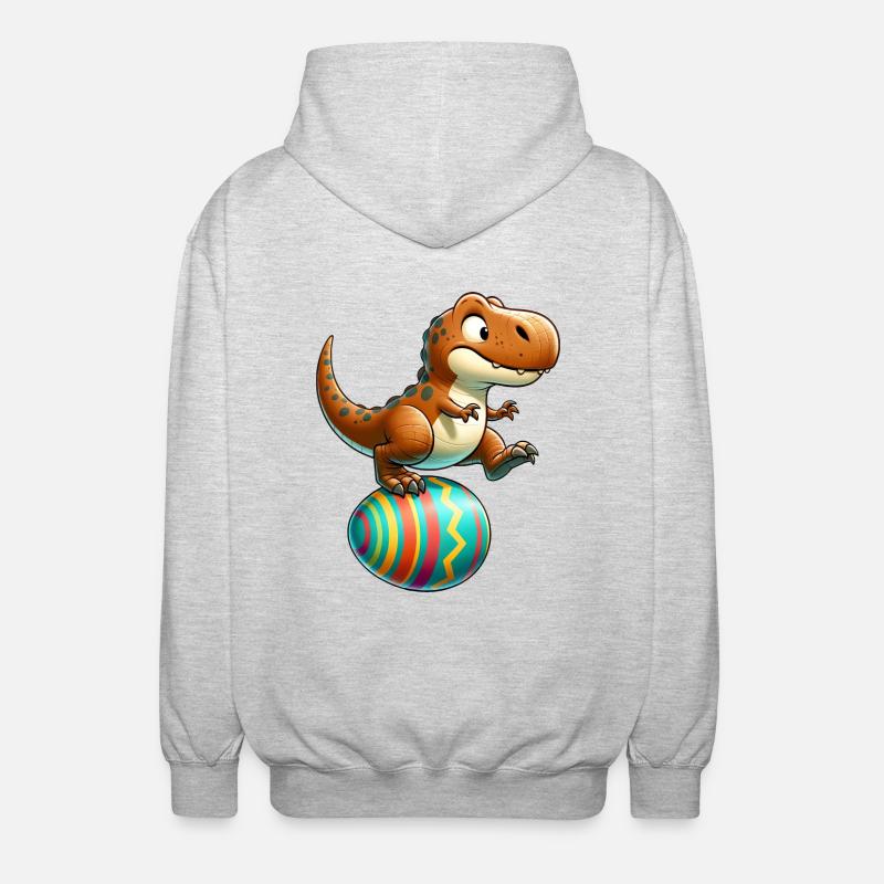 Dancing T-Rex, Easter Eggshell Fun - Unisex Hooded Jacket - light heather grey