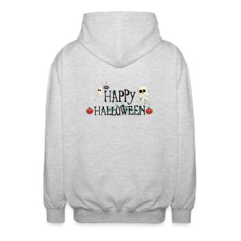 Happy Halloween - Unisex Kapuzenjacke - Hellgrau meliert - Hinten - AI Model Male 185 light (185cm)