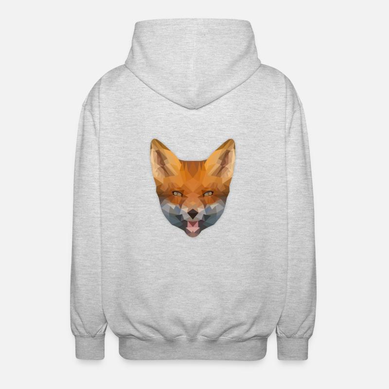 Low Poly Fox - Unisex Kapuzenjacke - Hellgrau meliert