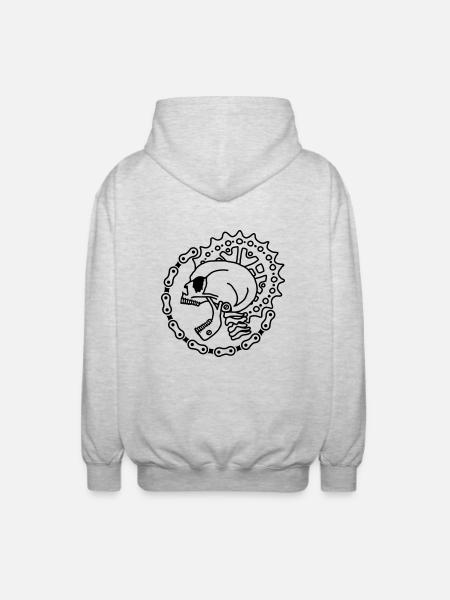 Skull Chain Punk - Black - Unisex Kapuzenjacke - Hellgrau meliert