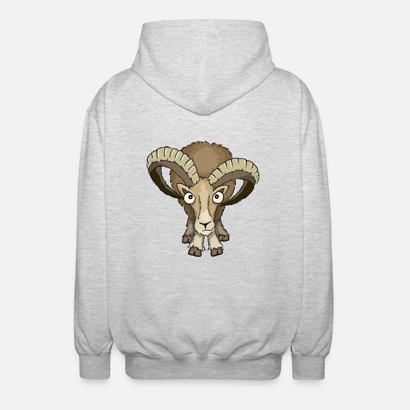 bockiges Mufflon - Unisex Kapuzenjacke - Hellgrau meliert