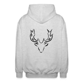 Deer Moose head reindeer illustration antler - Unisex Hooded Jacket - light heather grey - Back - AI Model Male 185 light (185cm)
