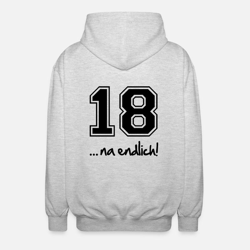 18,na endlich - Unisex Kapuzenjacke - Hellgrau meliert