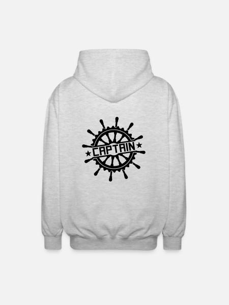 Captain steering wheel stamp logo - Unisex Hooded Jacket - light heather grey