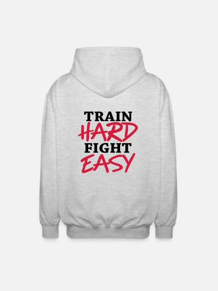 Train hard - Fight easy - Veste à capuche unisexe - gris clair chiné