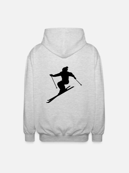 Skifahrer - Unisex Kapuzenjacke - Hellgrau meliert