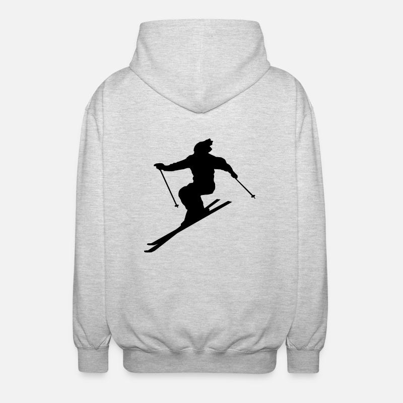 Skifahrer - Unisex Kapuzenjacke - Hellgrau meliert