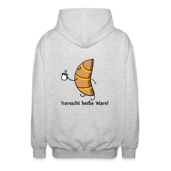 Croissant - Unisex Kapuzenjacke - Hellgrau meliert - Hinten - AI Model Male 185 light (185cm)