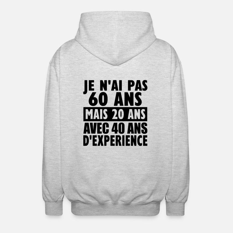 60 ans - Veste à capuche unisexe - gris clair chiné