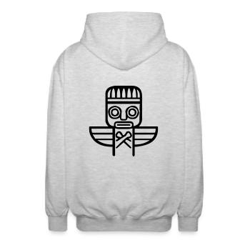 indianer_tiki_symbol - Veste à capuche unisexe - gris clair chiné - Dos - AI Model Male 185 light (185cm)