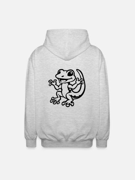 gecko tier - Unisex Kapuzenjacke - Hellgrau meliert