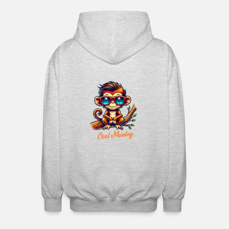 affe sonnenbrille comic - Unisex Kapuzenjacke - Hellgrau meliert
