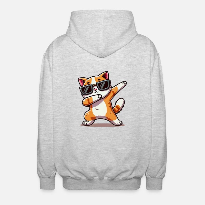 chat bande dessinée dabbing - Veste à capuche unisexe - gris clair chiné