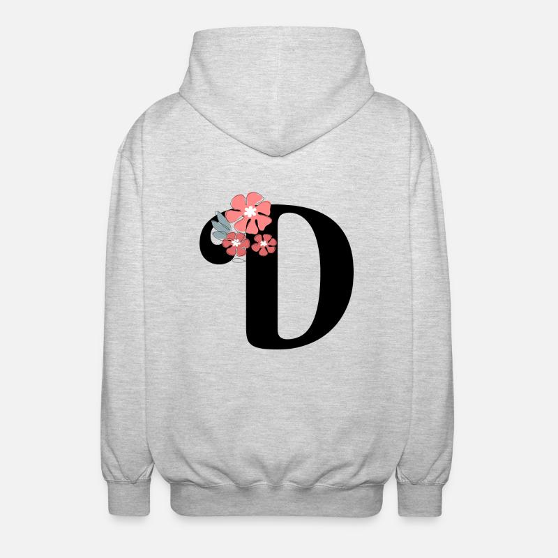 Minimalistischer Blumenbrief - Unisex Kapuzenjacke - Hellgrau meliert