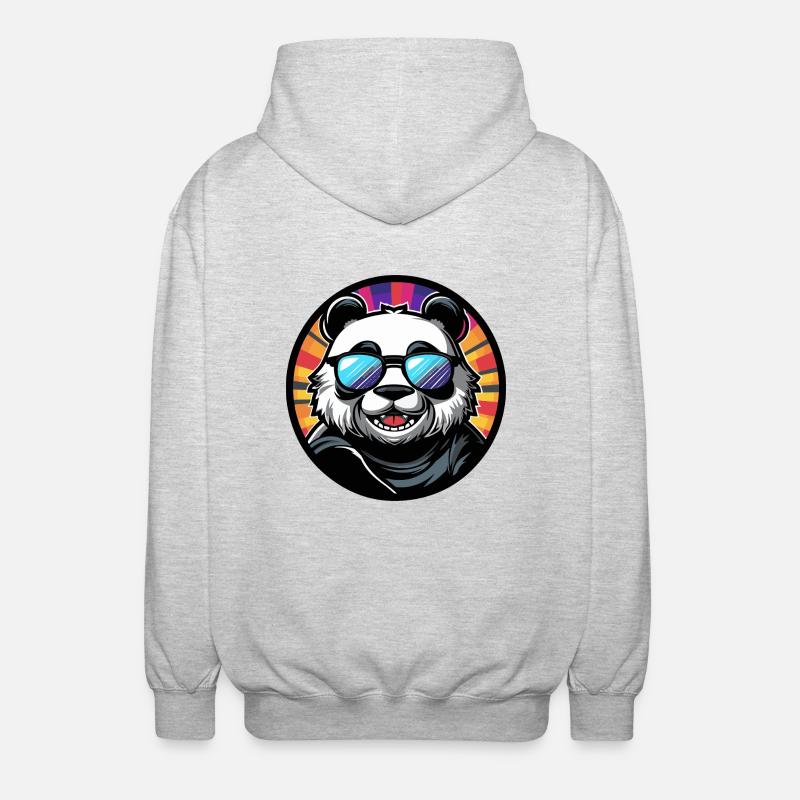 Panda Comic Cool - Unisex Kapuzenjacke - Hellgrau meliert